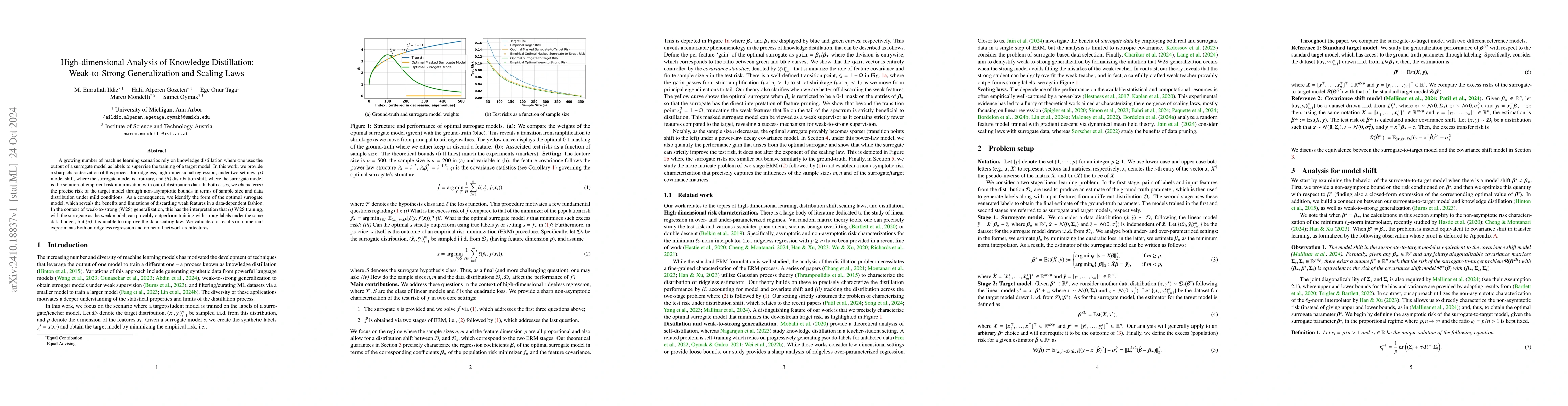 Thumbnail for High-dimensional Analysis of Knowledge Distillation: Weak-to-Strong
  Generalization and Scaling Laws
