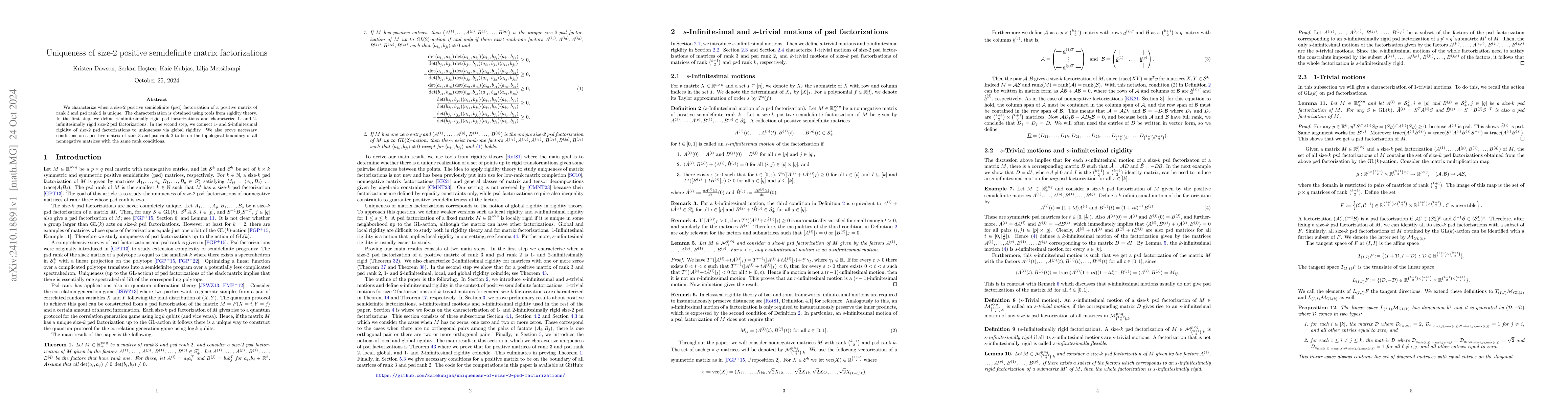 Thumbnail for Uniqueness of size-2 positive semidefinite matrix factorizations