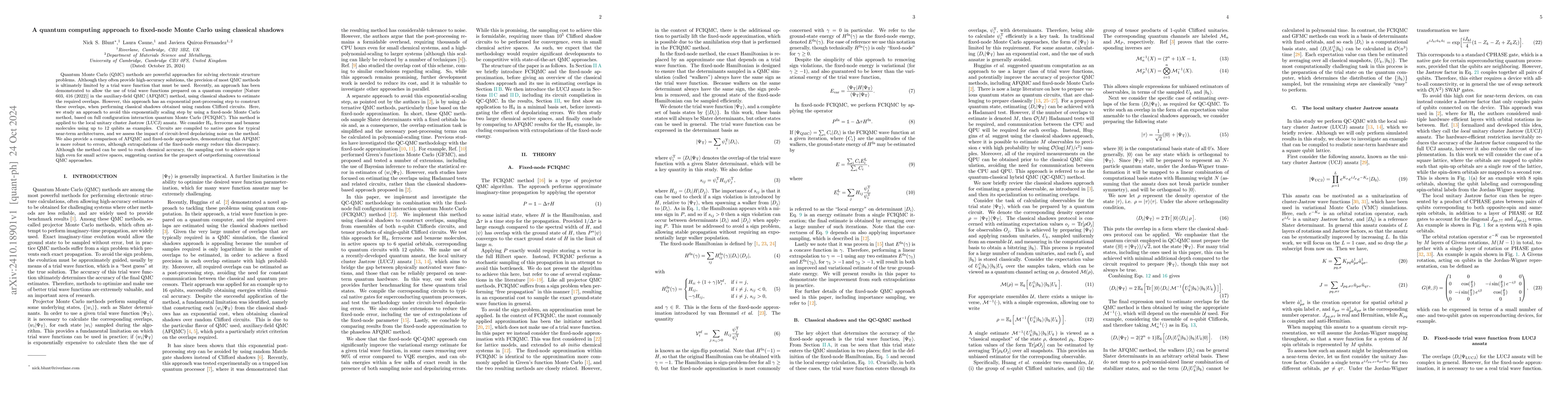 Thumbnail for A quantum computing approach to fixed-node Monte Carlo using classical
  shadows