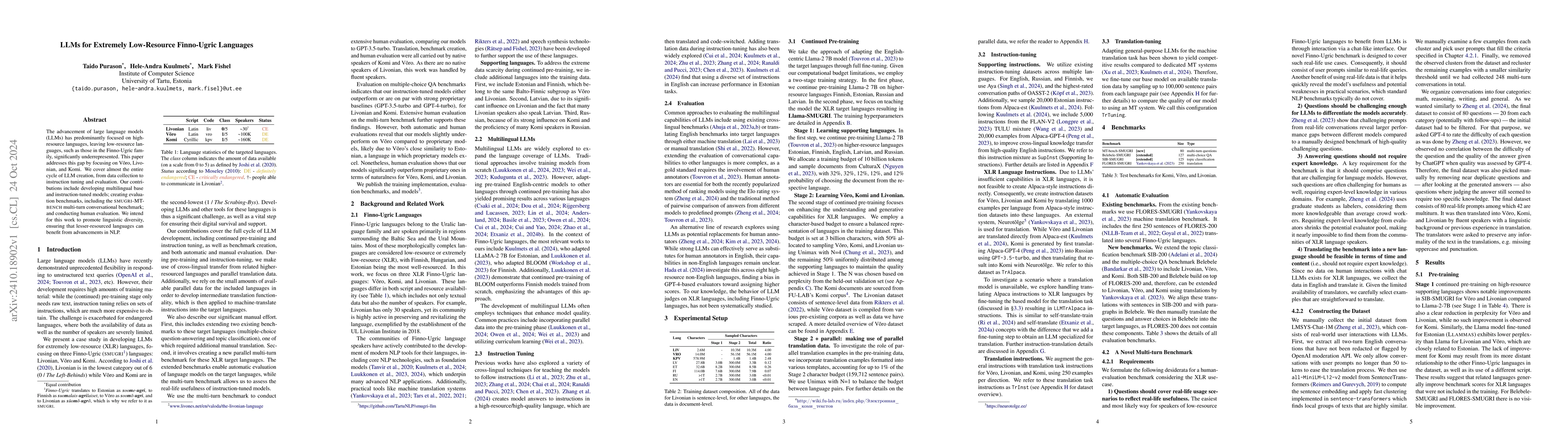 Thumbnail for LLMs for Extremely Low-Resource Finno-Ugric Languages