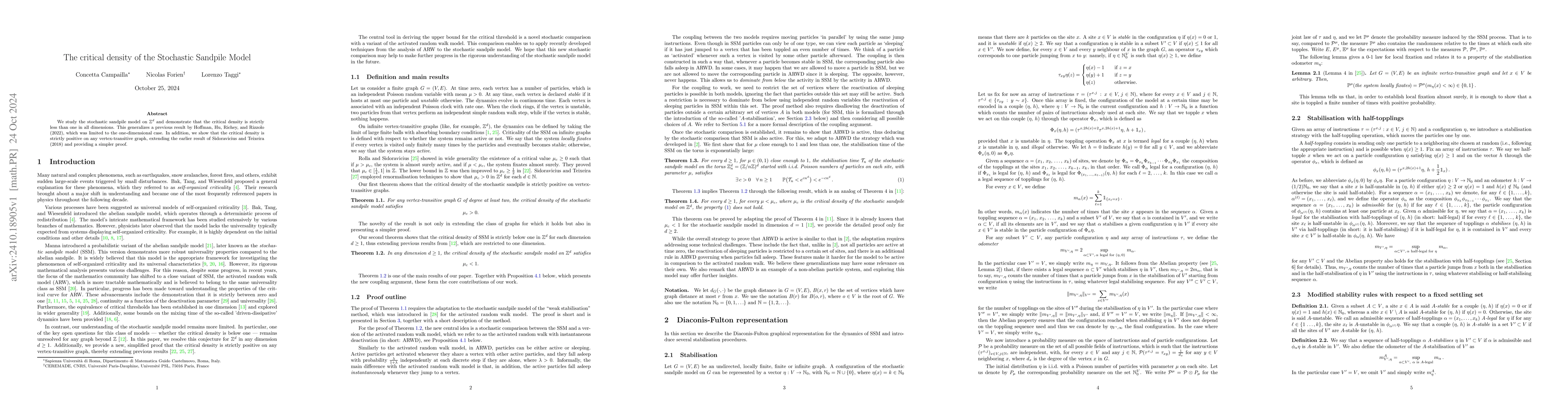 Thumbnail for The critical density of the Stochastic Sandpile Model