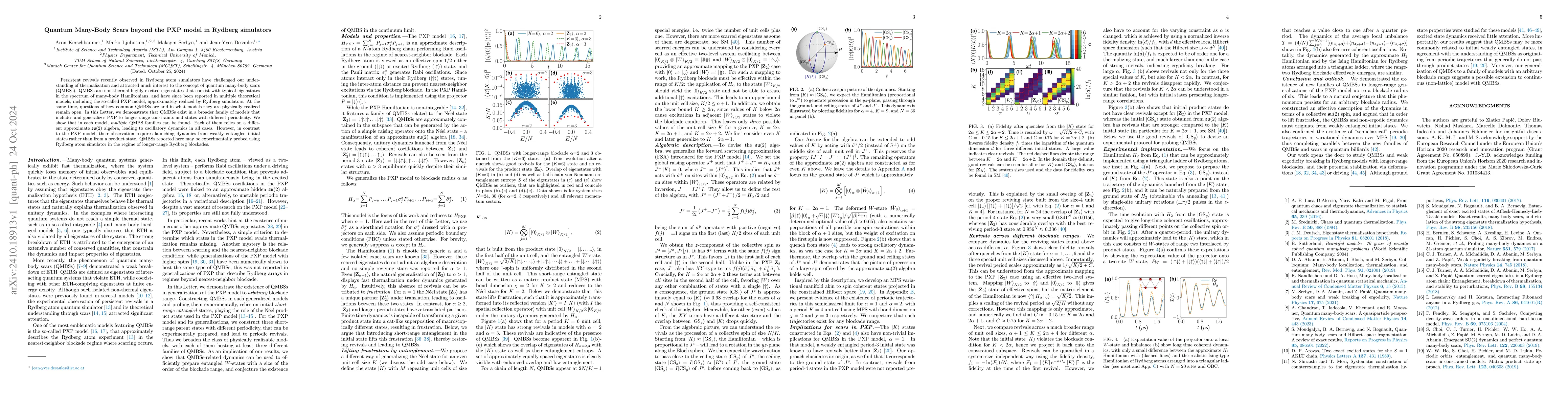 Thumbnail for Quantum Many-Body Scars beyond the PXP model in Rydberg simulators