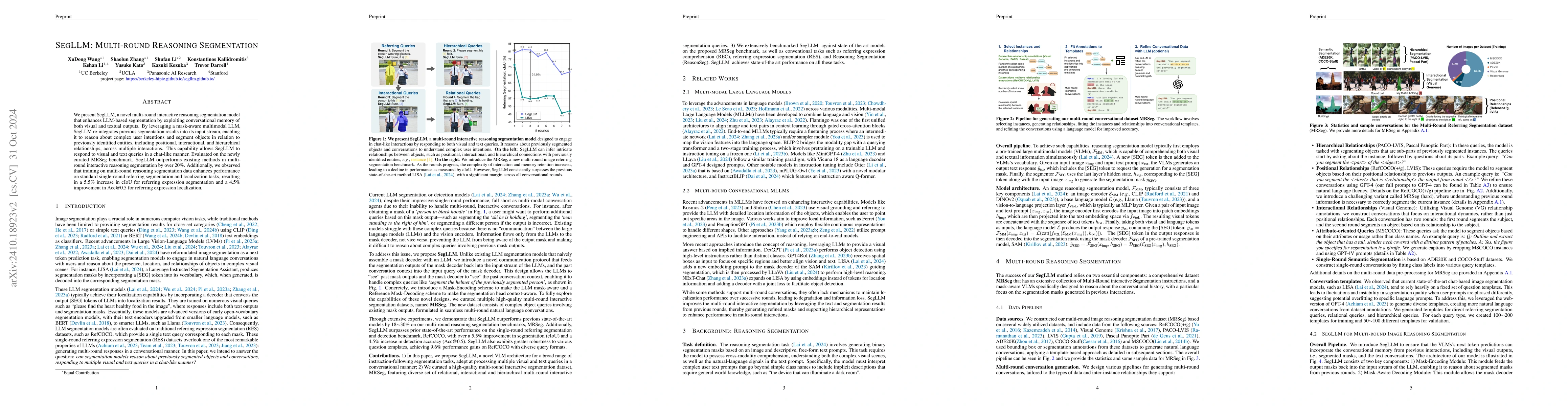 Thumbnail for SegLLM: Multi-round Reasoning Segmentation