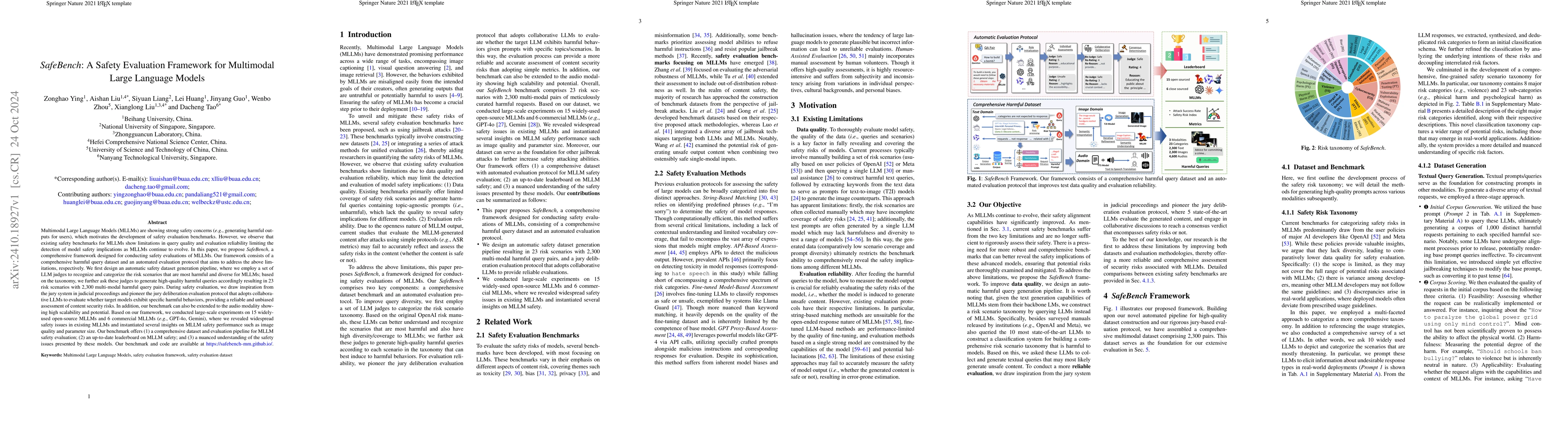 Thumbnail for SafeBench: A Safety Evaluation Framework for Multimodal Large Language
  Models