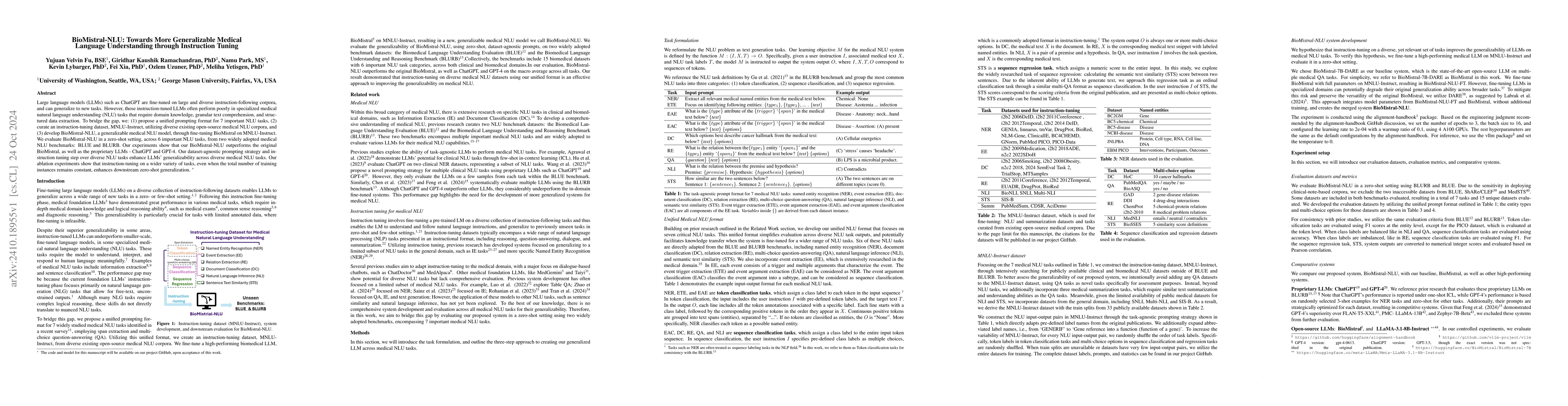 Thumbnail for BioMistral-NLU: Towards More Generalizable Medical Language
  Understanding through Instruction Tuning