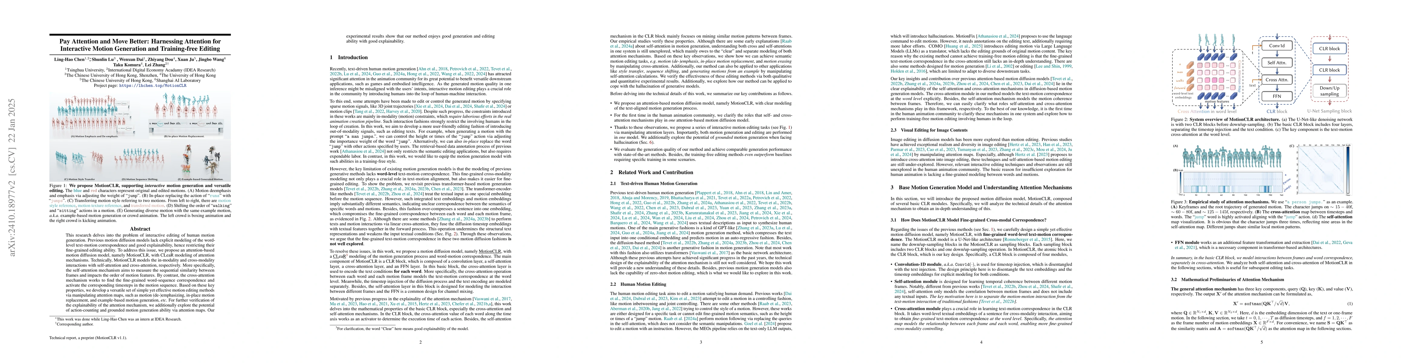 Thumbnail for MotionCLR: Motion Generation and Training-free Editing via Understanding
  Attention Mechanisms
