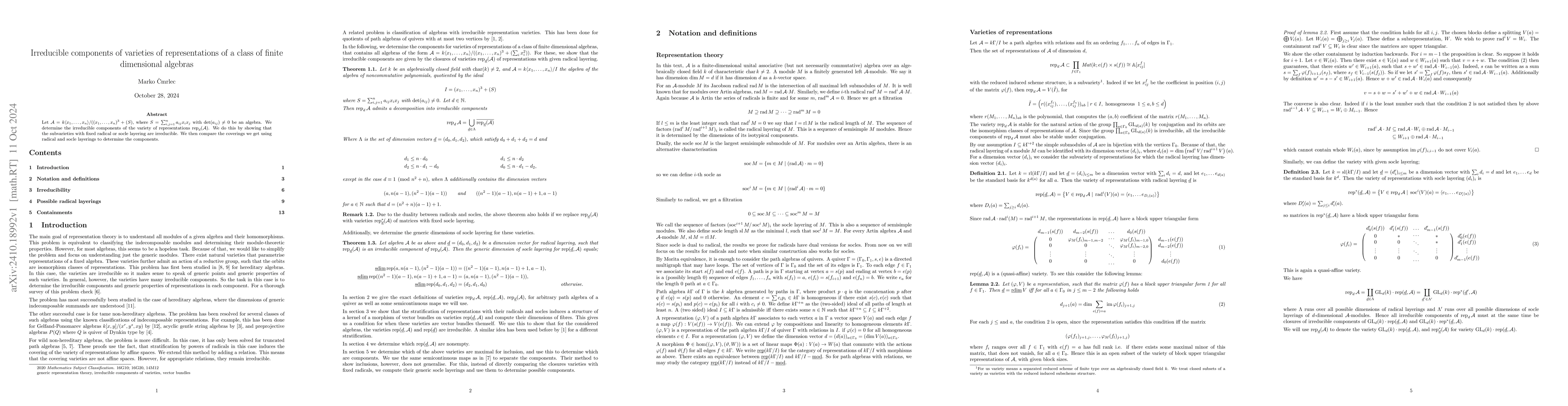 Thumbnail for Irreducible components of varieties of representations of a class of
  finite dimensional algebras