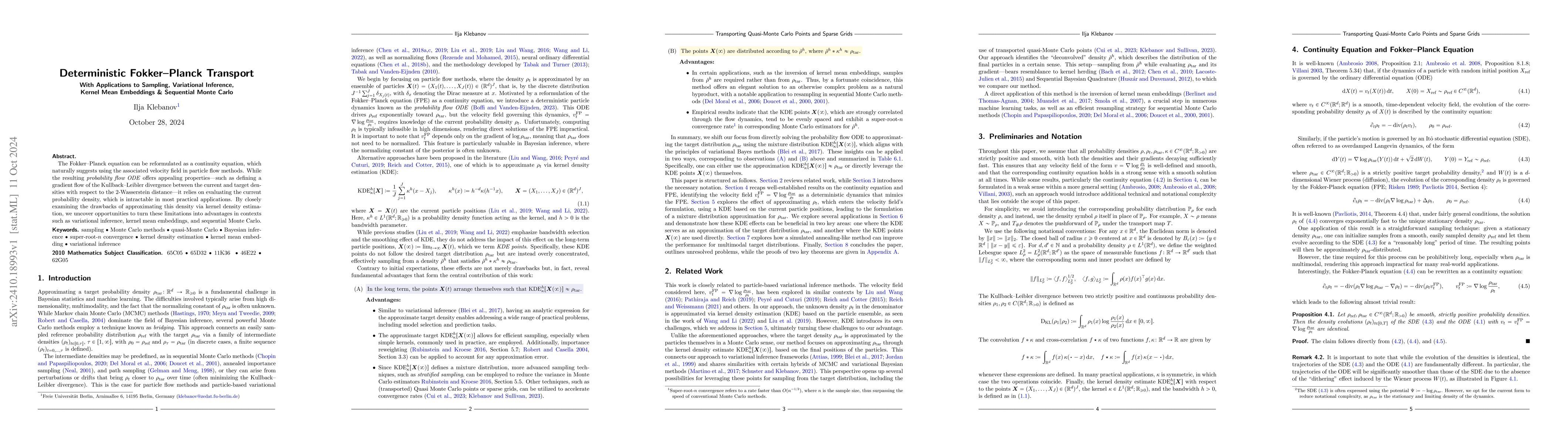 Thumbnail for Deterministic Fokker-Planck Transport -- With Applications to Sampling,
  Variational Inference, Kernel Mean Embeddings & Sequential Monte Carlo