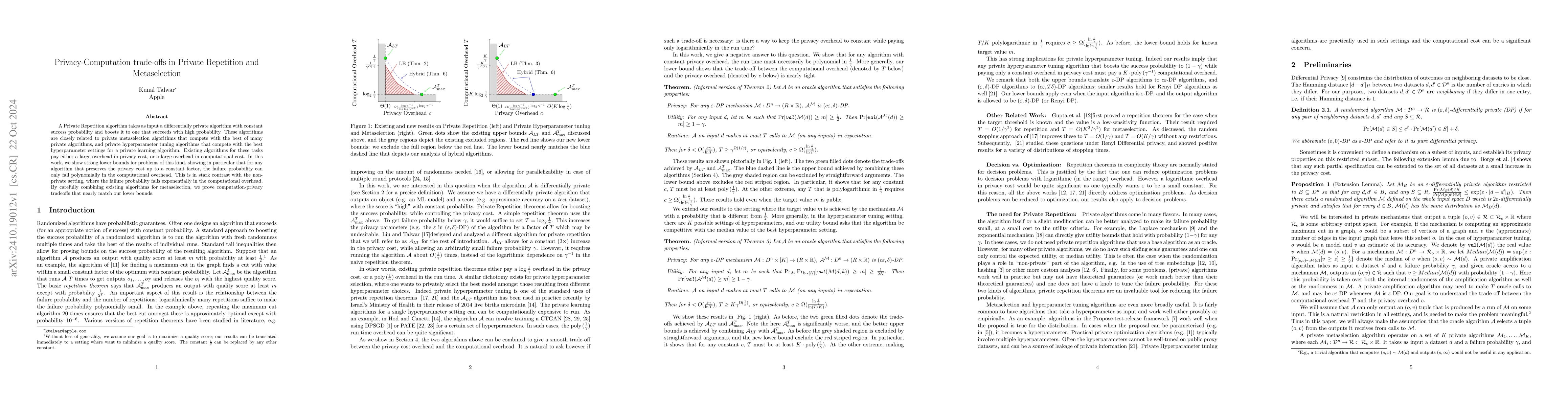 Thumbnail for Privacy-Computation trade-offs in Private Repetition and Metaselection