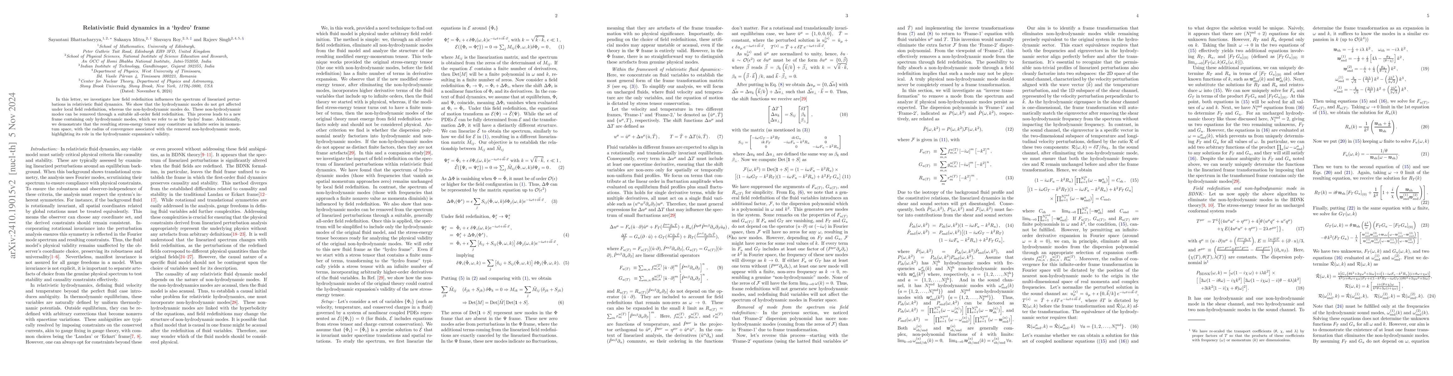 Thumbnail for Relativistic fluid dynamics in a 'hydro' frame