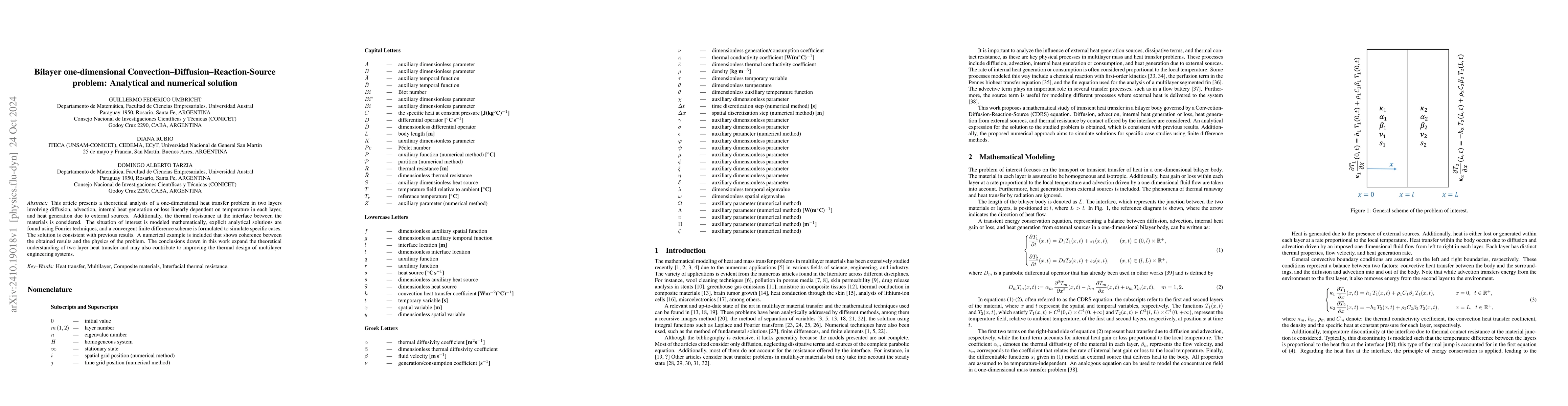 Thumbnail for Bilayer one-dimensional Convection-Diffusion-Reaction-Source problem.
  Analytical and numerical solution