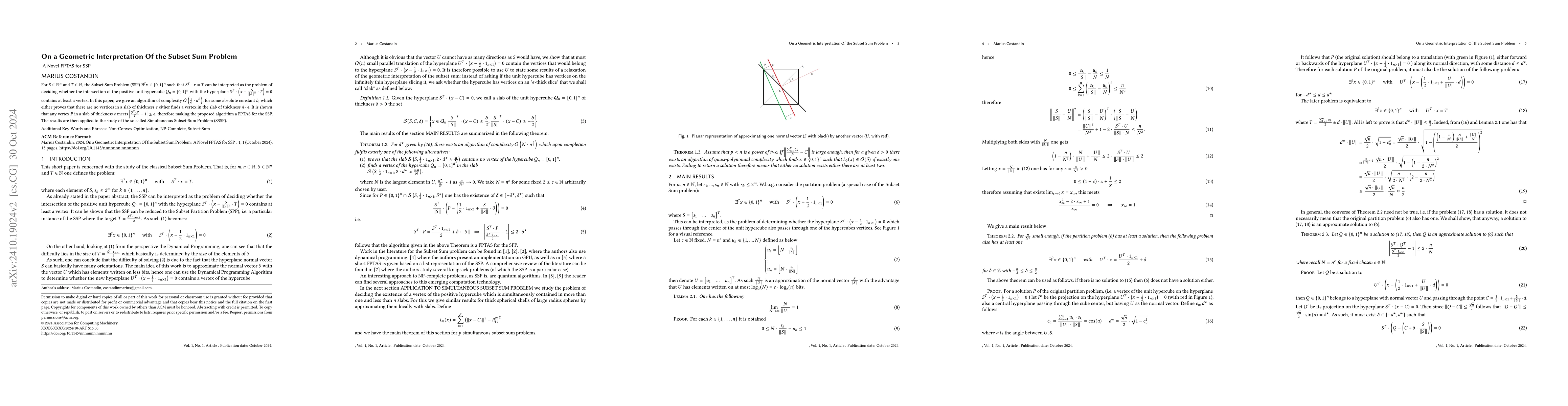 Thumbnail for On a Geometric Interpretation Of the Subset Sum Problem