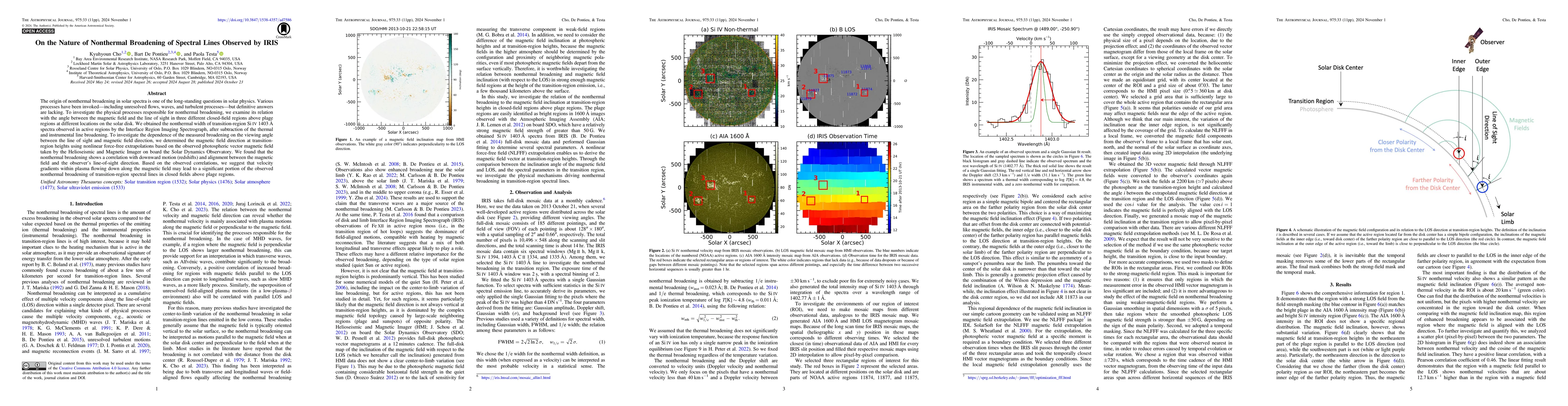Thumbnail for On the Nature of Nonthermal Broadening of Spectral Lines Observed by
  IRIS