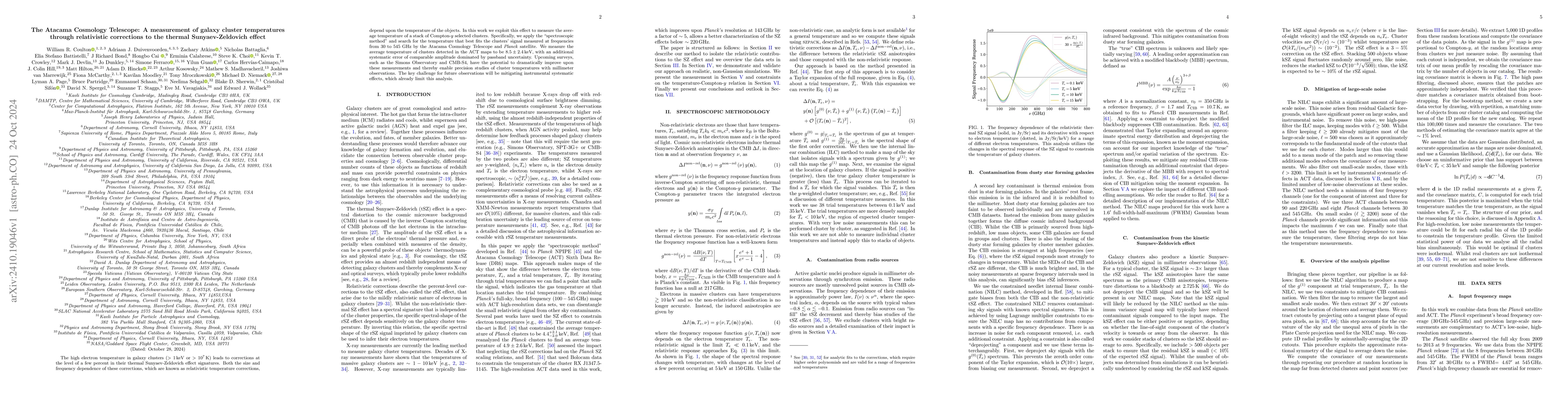 Thumbnail for The Atacama Cosmology Telescope: A measurement of galaxy cluster
  temperatures through relativistic corrections to the thermal
  Sunyaev-Zeldovich effect