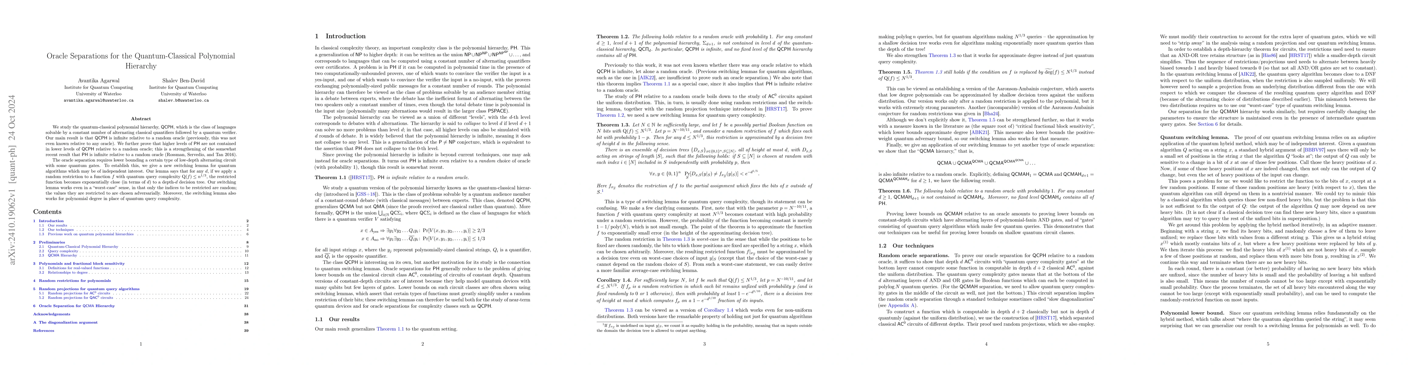 Thumbnail for Oracle Separations for the Quantum-Classical Polynomial Hierarchy
