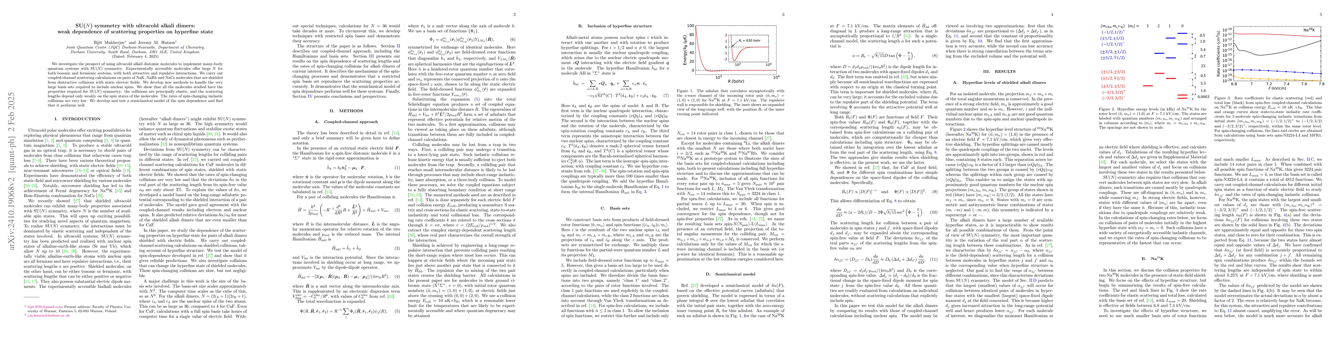 Thumbnail for SU($N$) symmetry with ultracold alkali dimers: weak dependence of
  scattering properties on hyperfine state