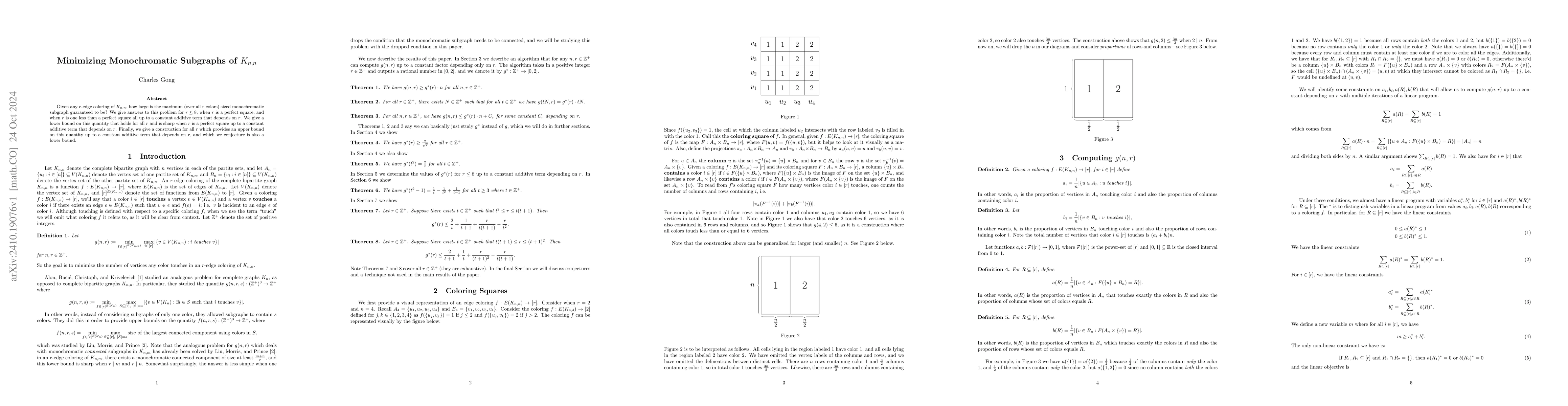 Thumbnail for Minimizing Monochromatic Subgraphs of $K_{n,n}$