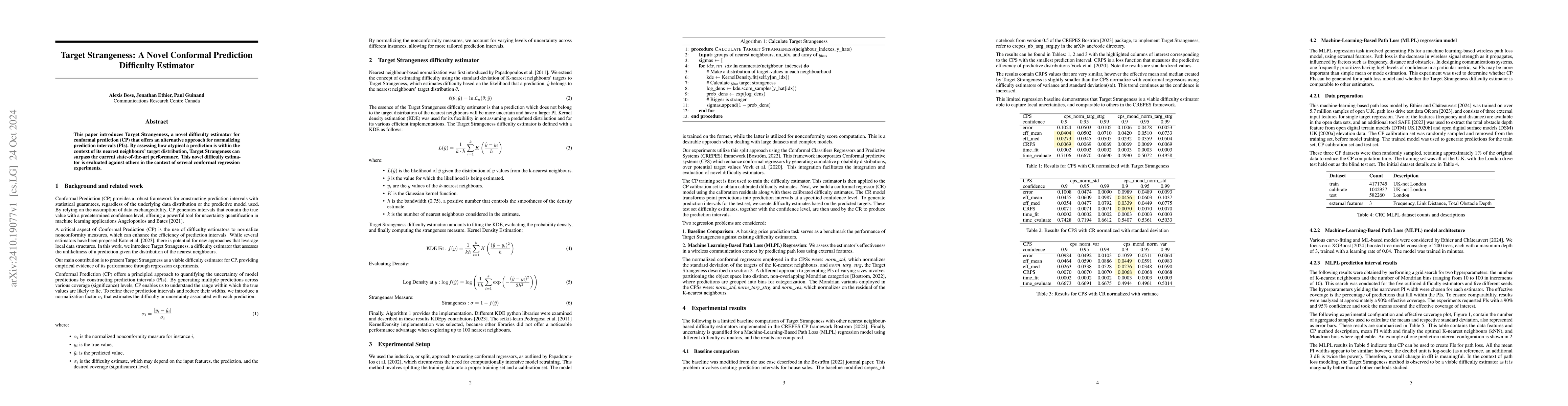 Thumbnail for Target Strangeness: A Novel Conformal Prediction Difficulty Estimator