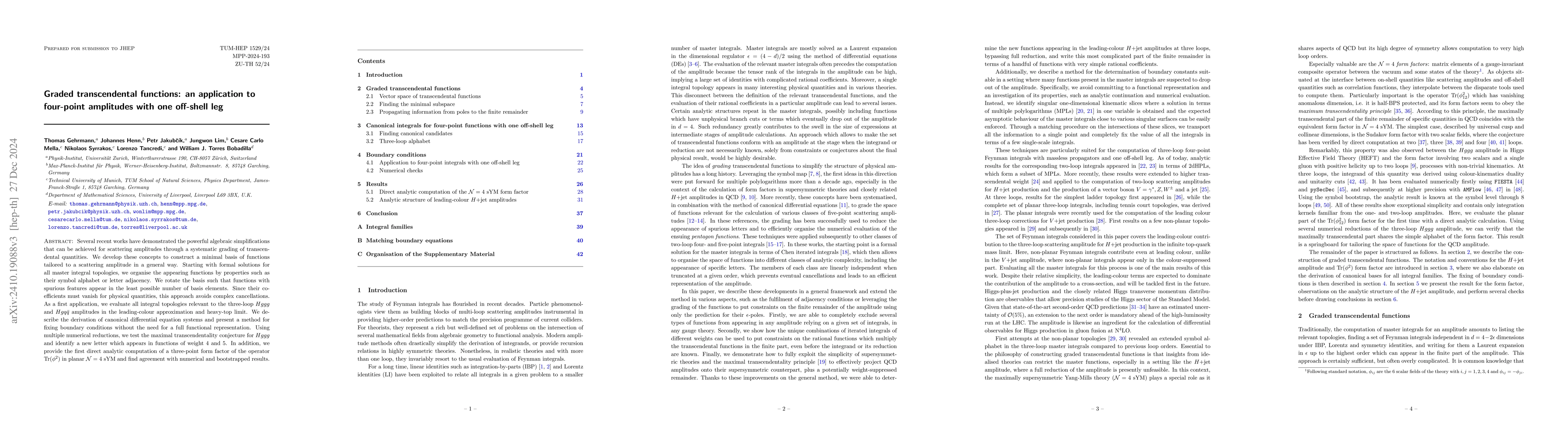 Thumbnail for Graded transcendental functions: an application to four-point amplitudes
  with one off-shell leg