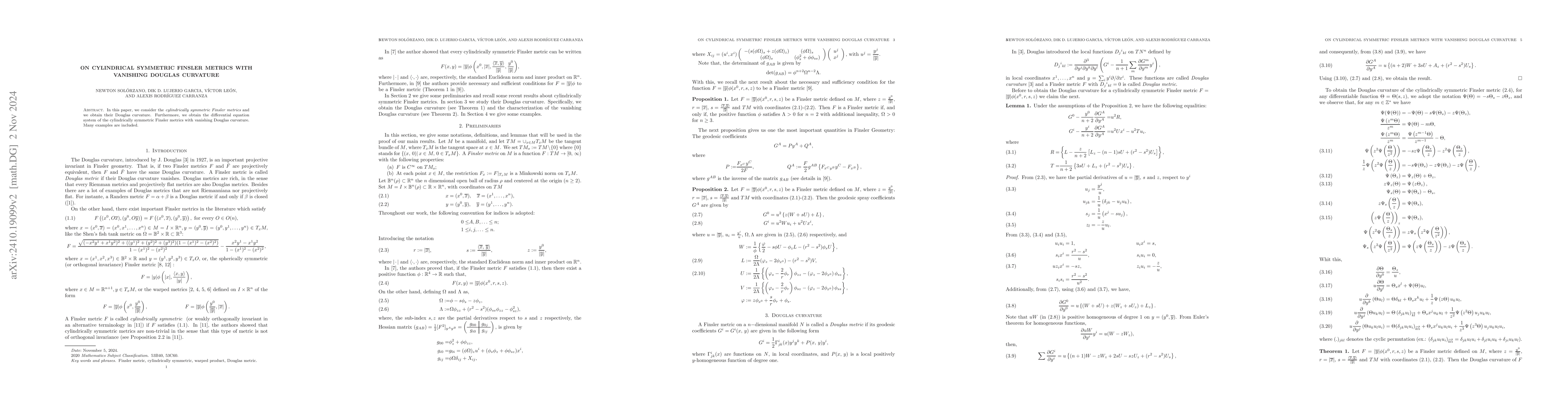 Thumbnail for On cylindrical symmetric Finsler metrics with vanishing Douglas
  curvature