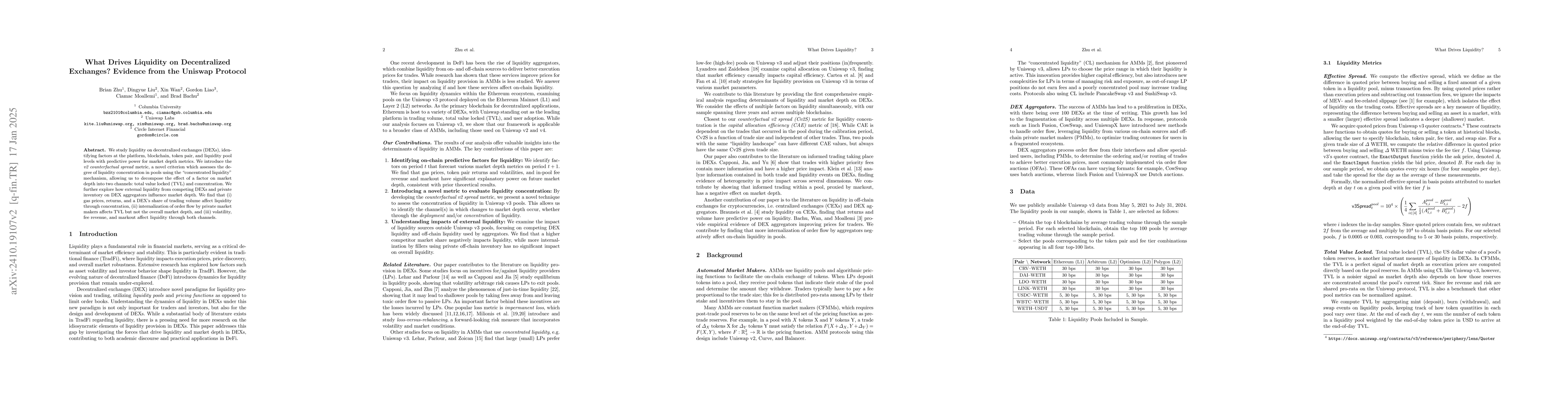 Thumbnail for What Drives Liquidity on Decentralized Exchanges? Evidence from the
  Uniswap Protocol
