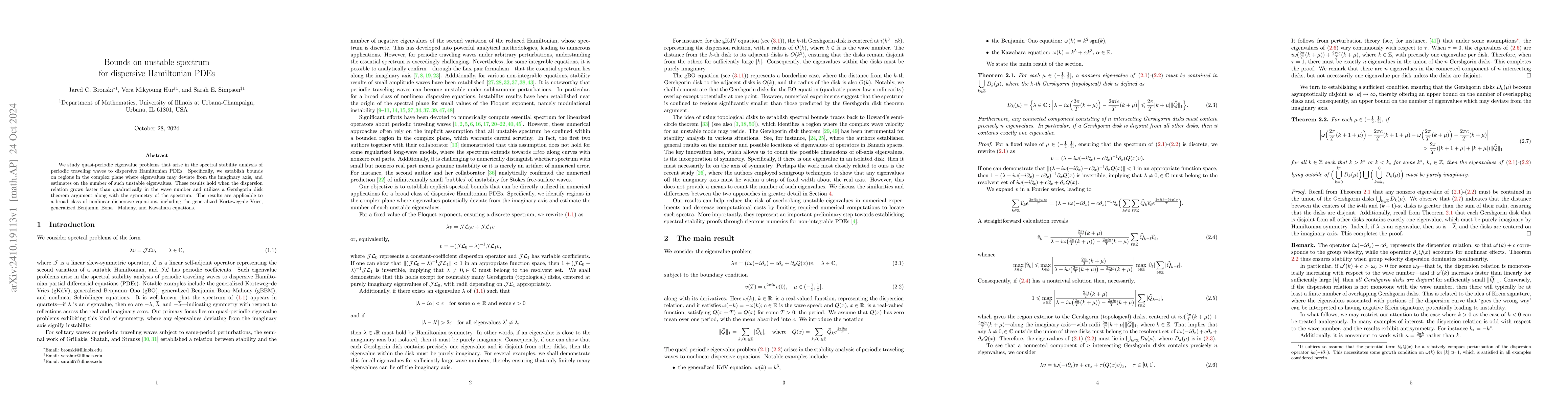 Thumbnail for Bounds on unstable spectrum for dispersive Hamiltonian PDEs