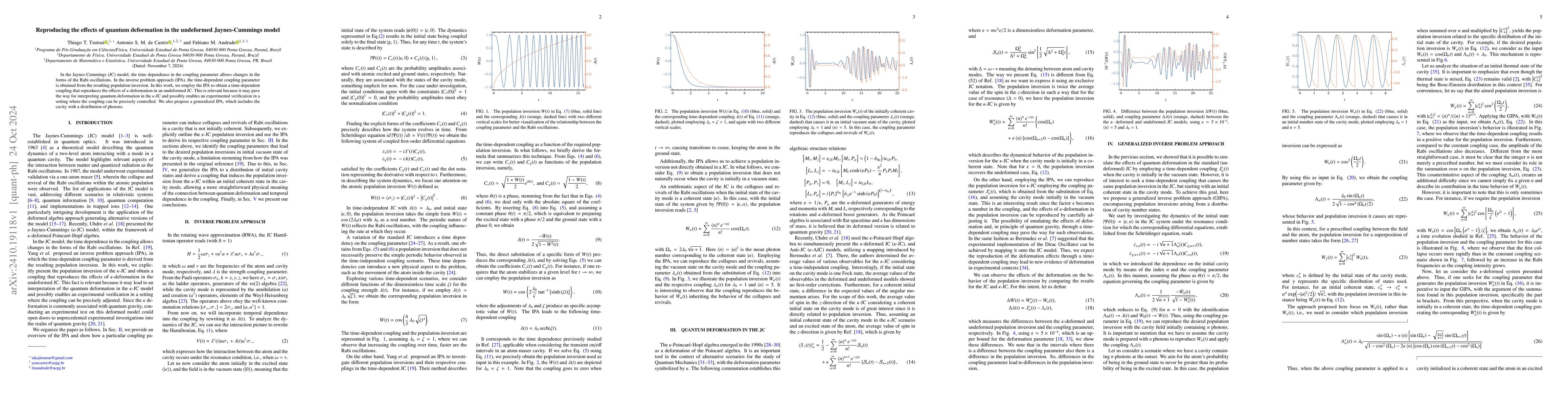 Thumbnail for Reproducing the effects of quantum deformation in the undeformed
  Jaynes-Cummings model