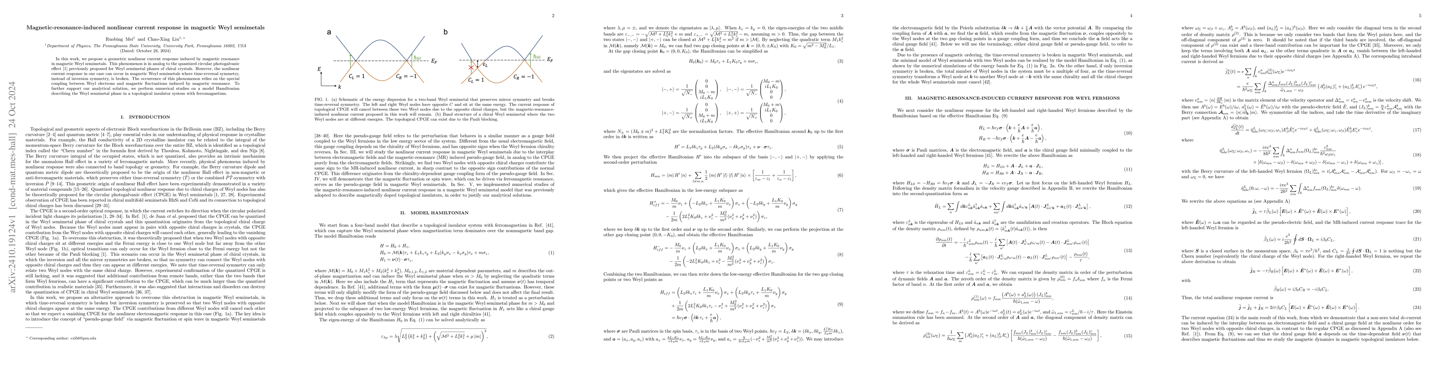 Thumbnail for Magnetic-resonance-induced nonlinear current response in magnetic Weyl
  semimetals