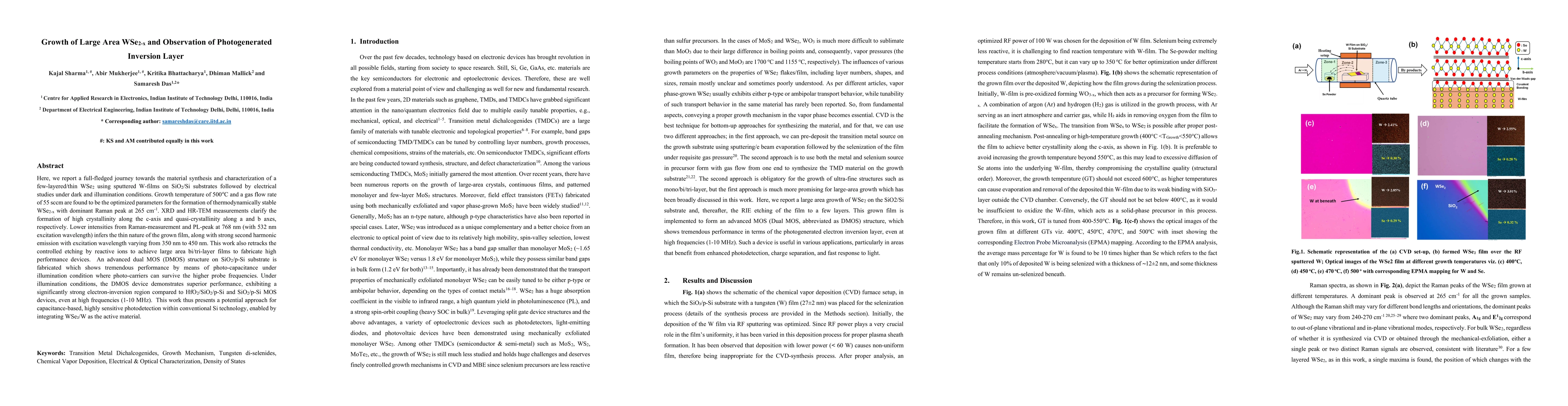 Thumbnail for Growth of Large Area WSe$_{2-x}$ and Observation of Photogenerated
  Inversion Layer