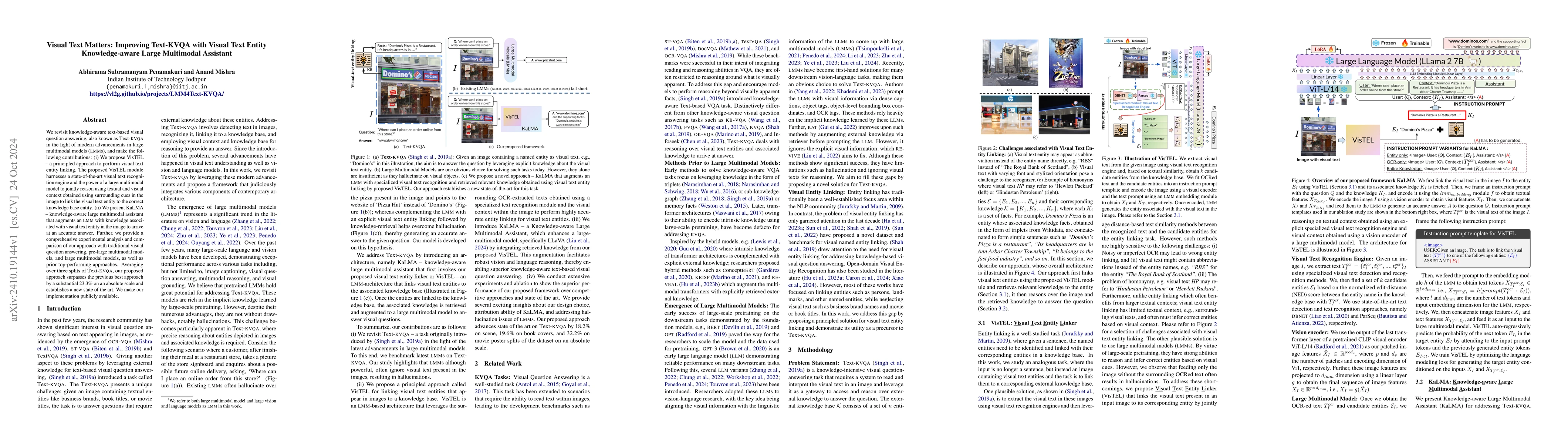 Thumbnail for Visual Text Matters: Improving Text-KVQA with Visual Text Entity
  Knowledge-aware Large Multimodal Assistant