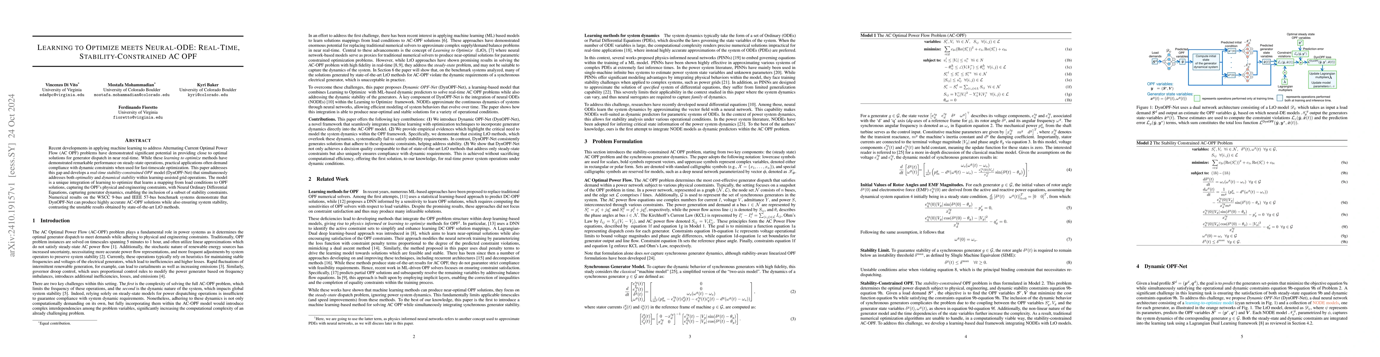 Thumbnail for Learning to Optimize meets Neural-ODE: Real-Time, Stability-Constrained
  AC OPF