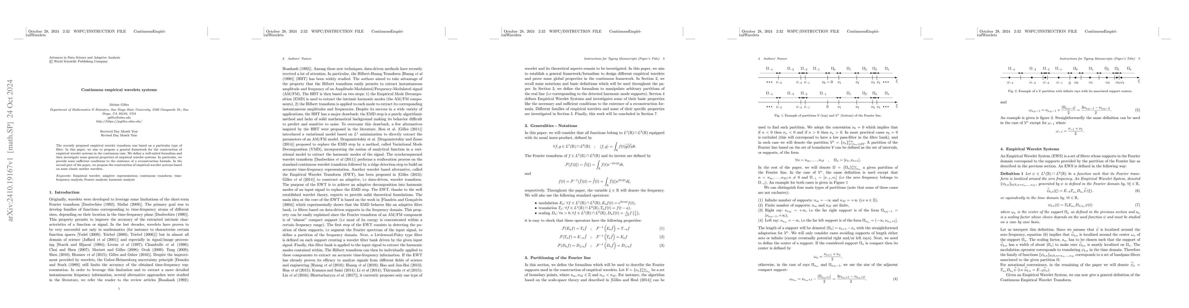 Thumbnail for Continuous empirical wavelets systems