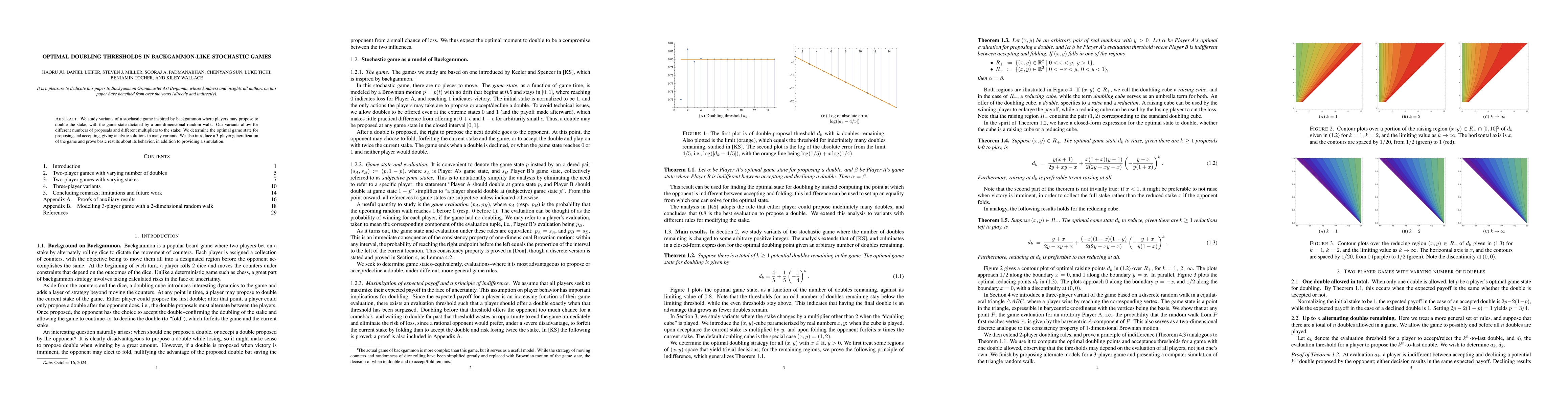 Thumbnail for Optimal Doubling Thresholds in Backgammon-like Stochastic Games