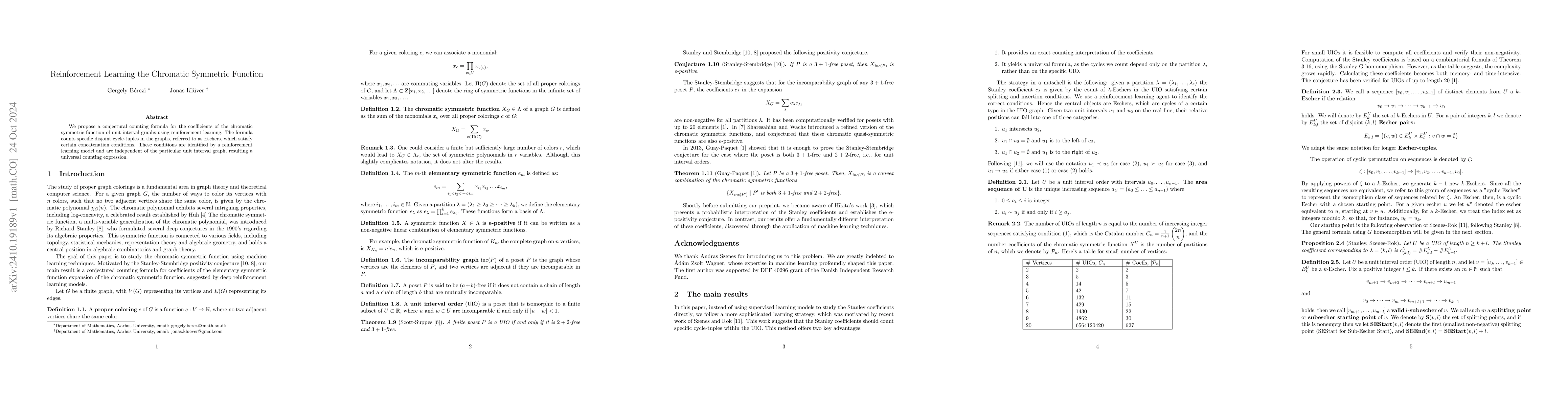 Thumbnail for Reinforcement Learning the Chromatic Symmetric Function