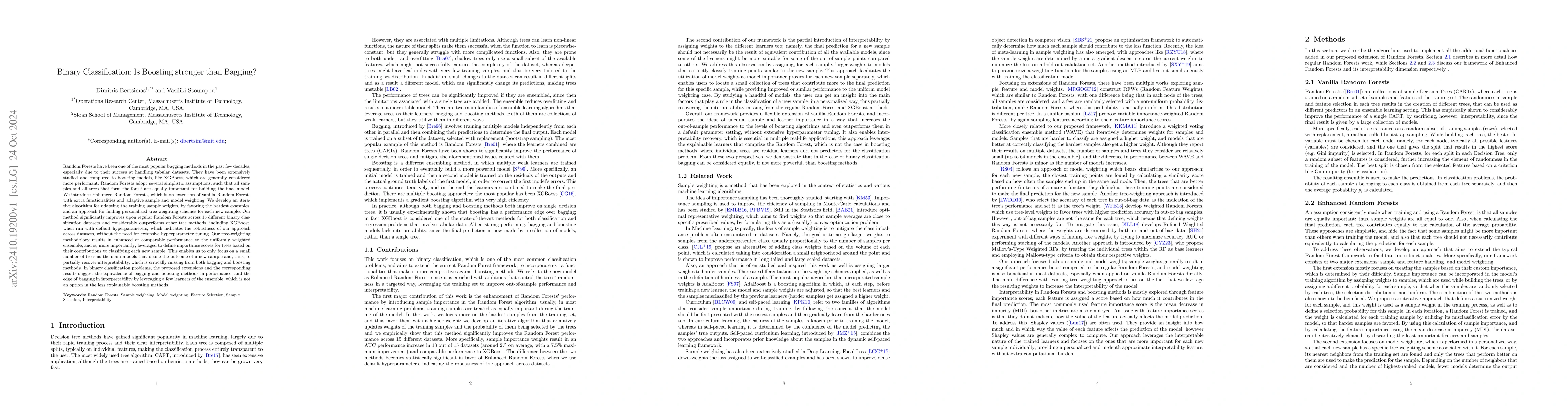 Thumbnail for Binary Classification: Is Boosting stronger than Bagging?