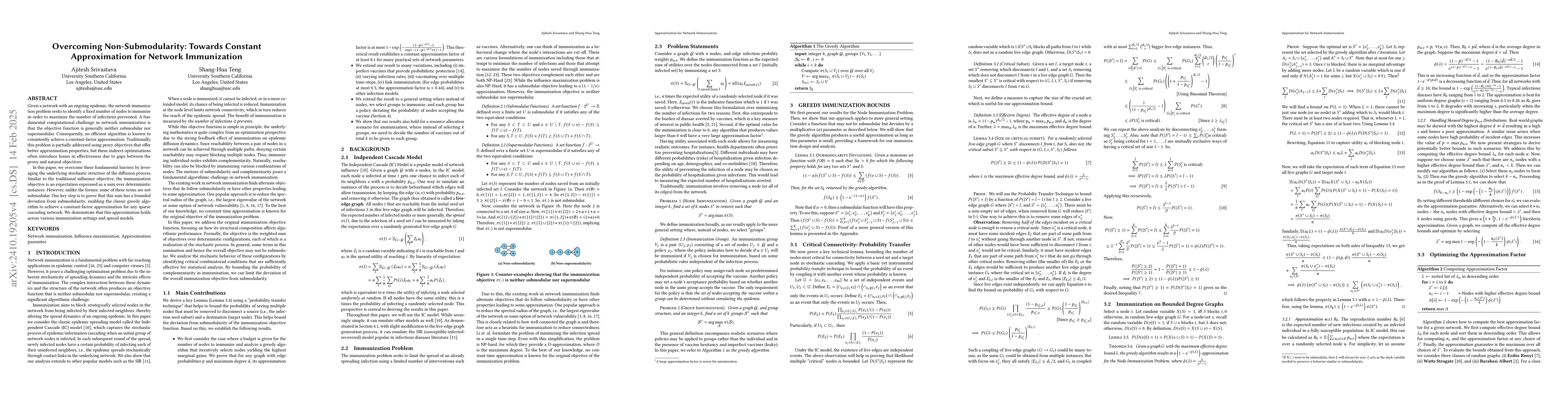 Thumbnail for Overcoming Non-Submodularity: Constant Approximation for Network
  Immunization