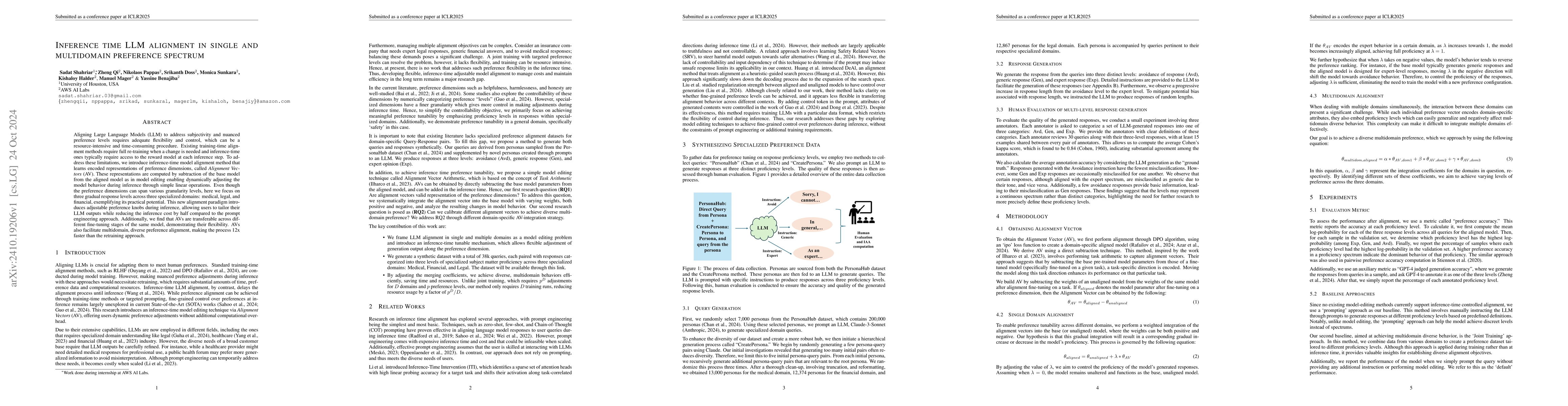 Thumbnail for Inference time LLM alignment in single and multidomain preference
  spectrum