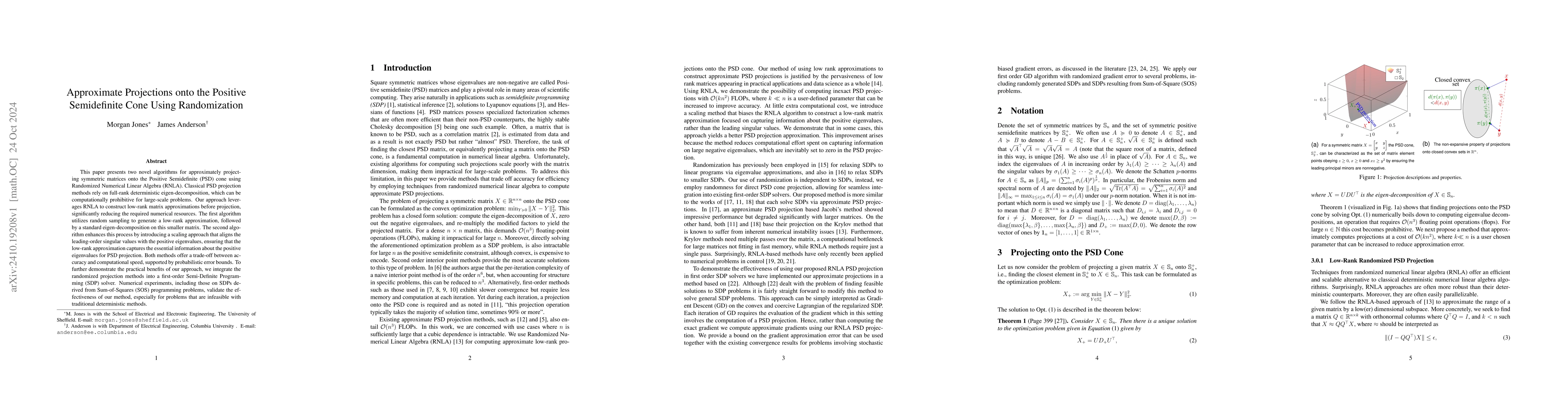 Thumbnail for Approximate Projections onto the Positive Semidefinite Cone Using
  Randomization