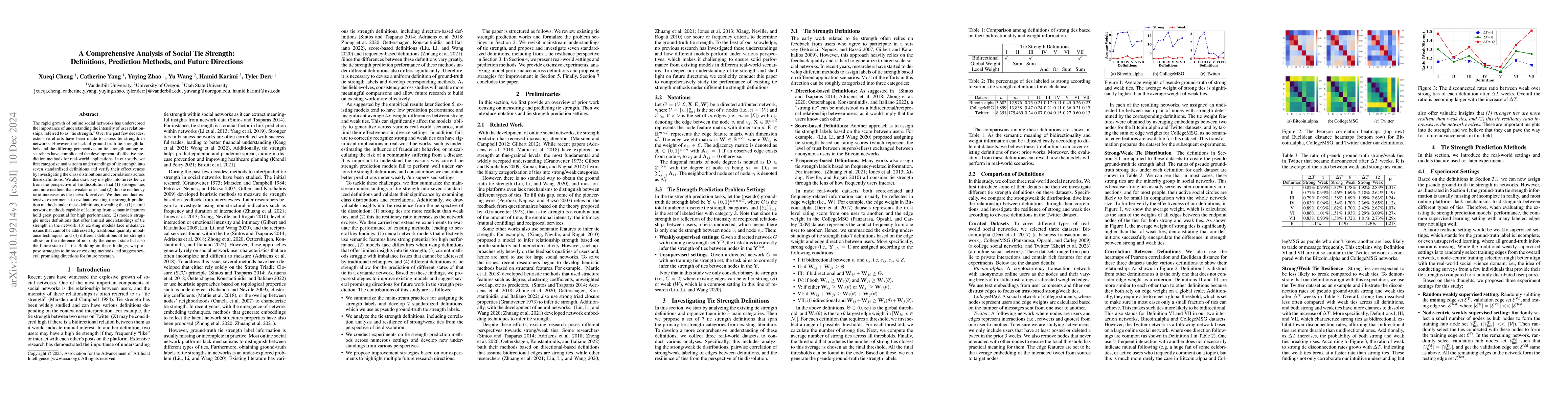 Thumbnail for A Comprehensive Analysis of Social Tie Strength: Definitions, Prediction
  Methods, and Future Directions