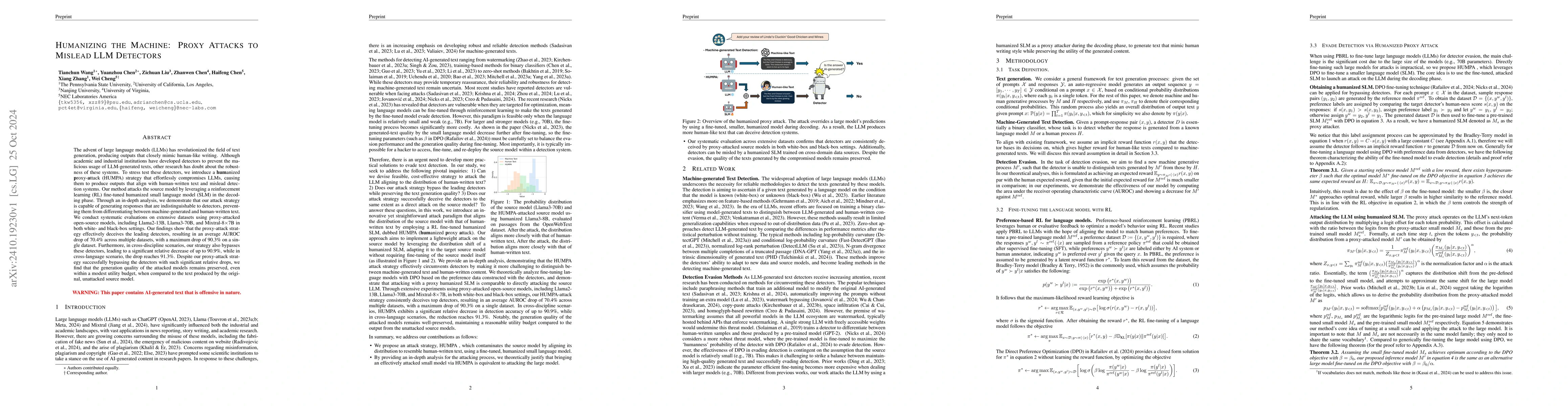 Thumbnail for Humanizing the Machine: Proxy Attacks to Mislead LLM Detectors