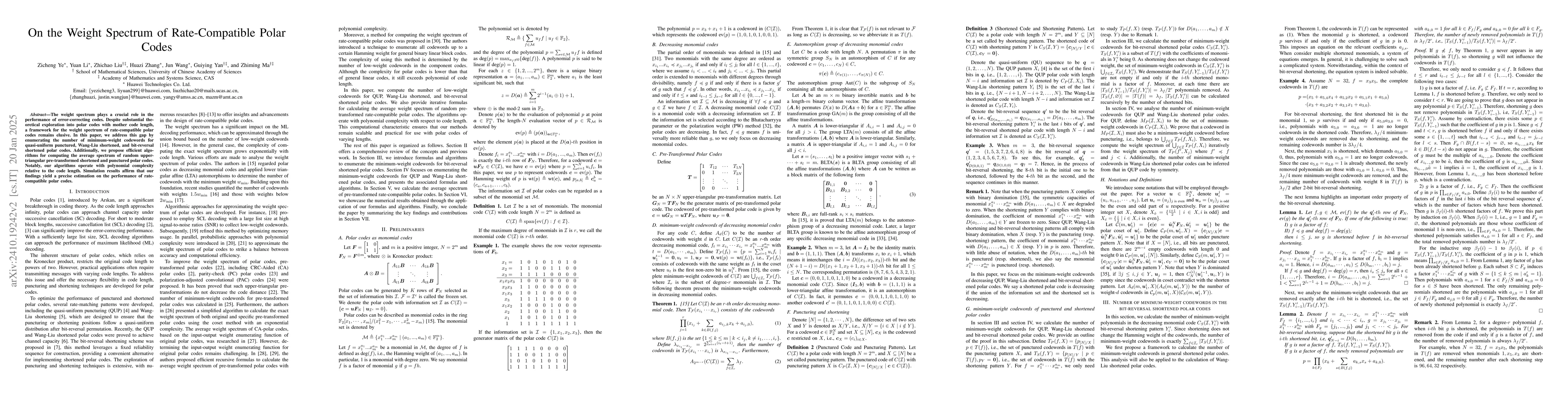 Thumbnail for On the Weight Spectrum of Rate-Compatible Polar Codes