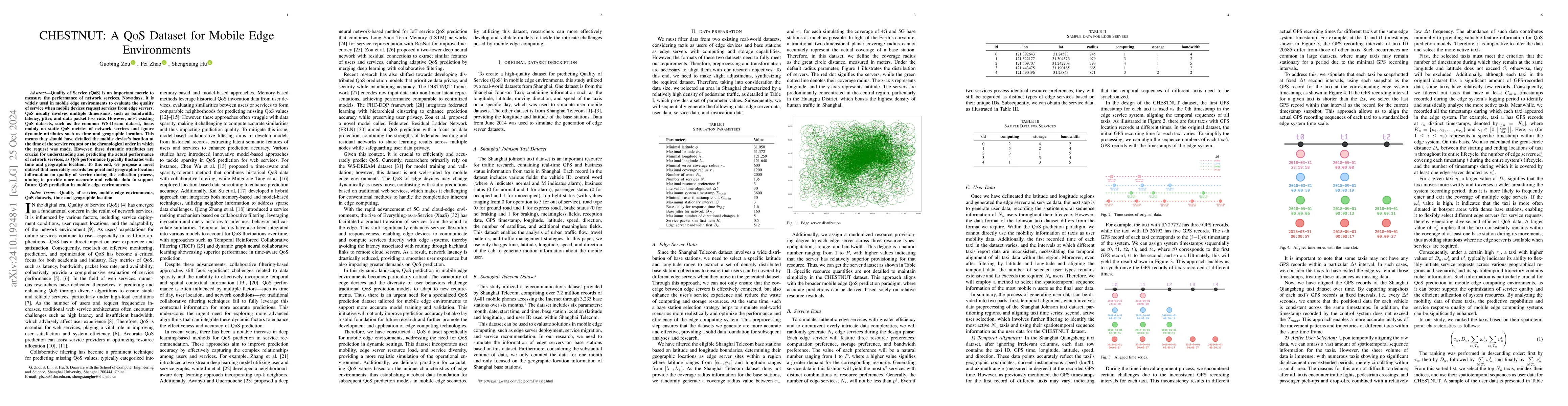 Thumbnail for CHESTNUT: A QoS Dataset for Mobile Edge Environments