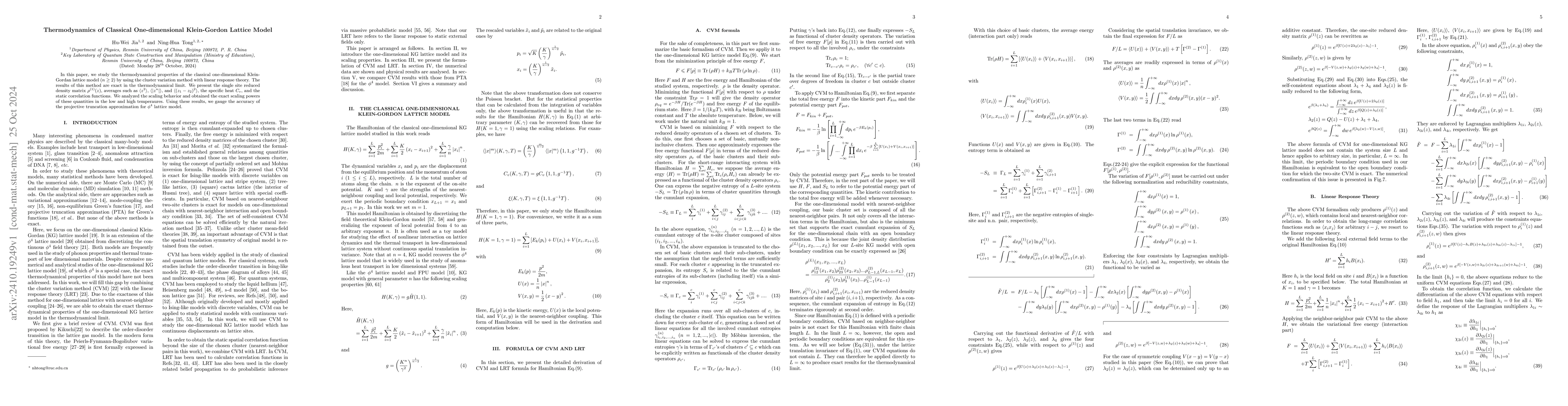 Thumbnail for Thermodynamics of Classical One-dimensional Klein-Gordon Lattice Model