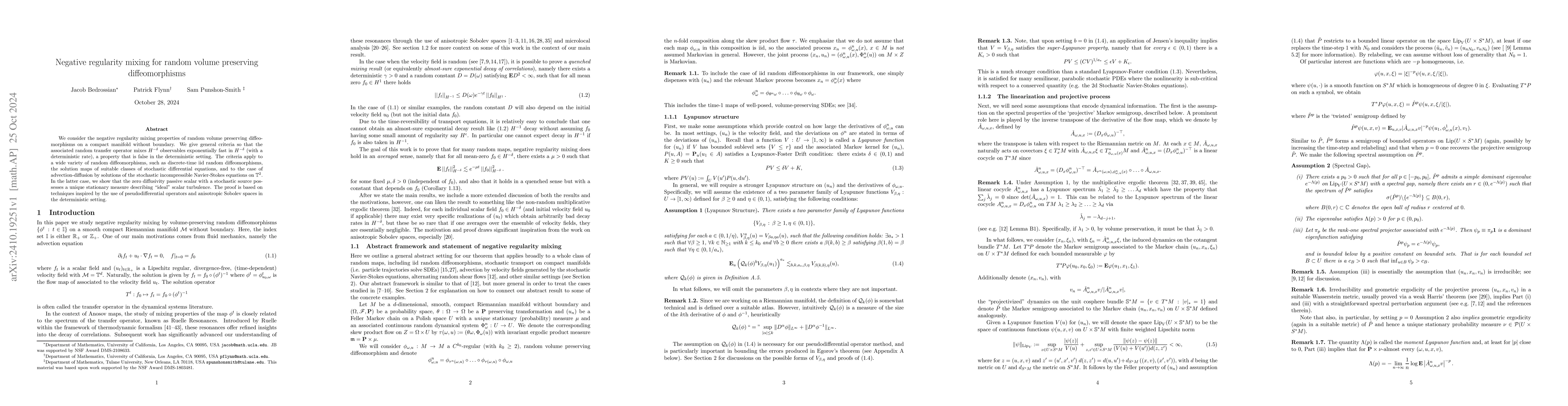 Thumbnail for Negative regularity mixing for random volume preserving diffeomorphisms