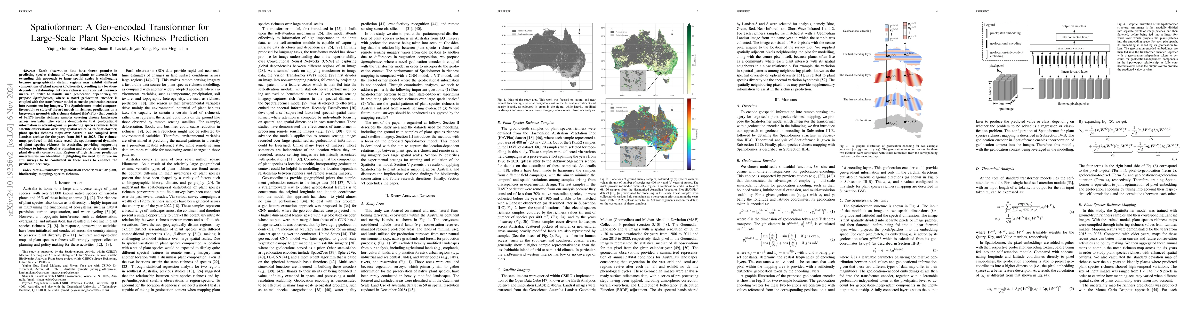 Thumbnail for Spatioformer: A Geo-encoded Transformer for Large-Scale Plant Species
  Richness Prediction