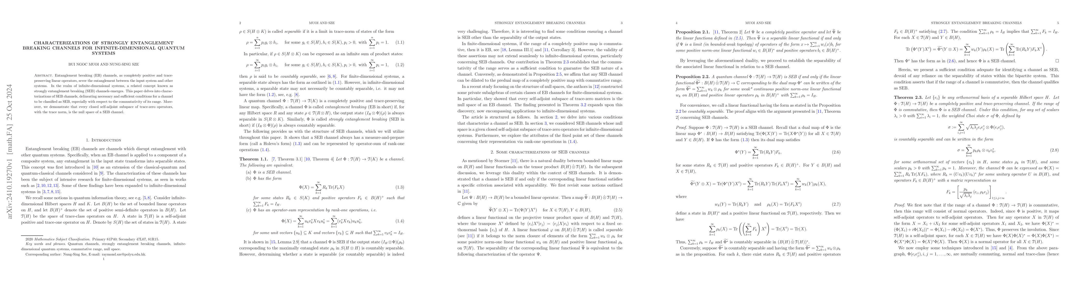 Thumbnail for Characterizations of Strongly Entanglement Breaking channels for
  infinite-dimensional quantum systems