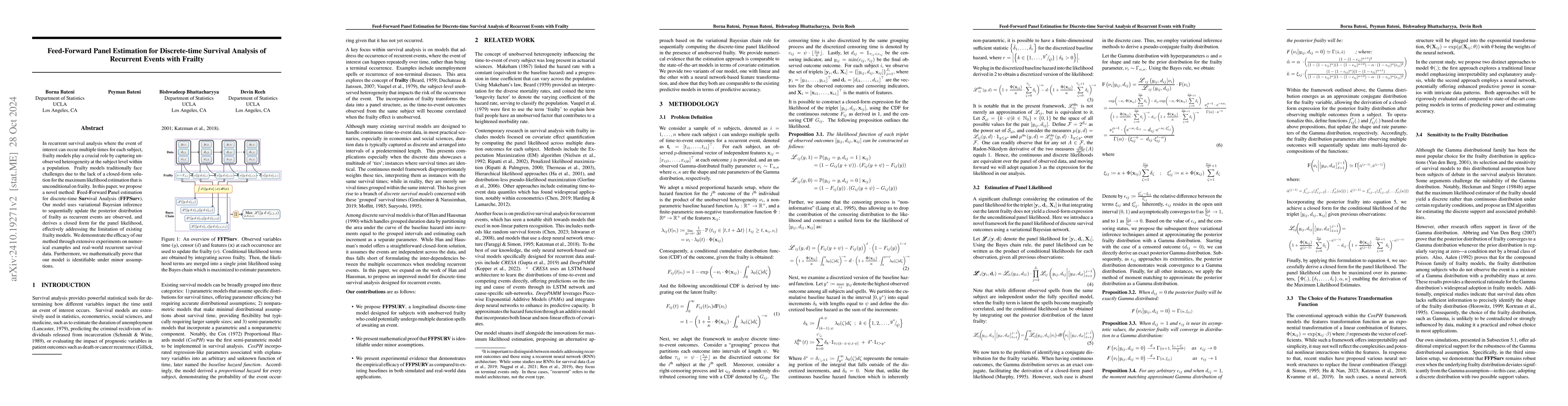 Thumbnail for Feed-Forward Panel Estimation for Discrete-time Survival Analysis of
  Recurrent Events with Frailty