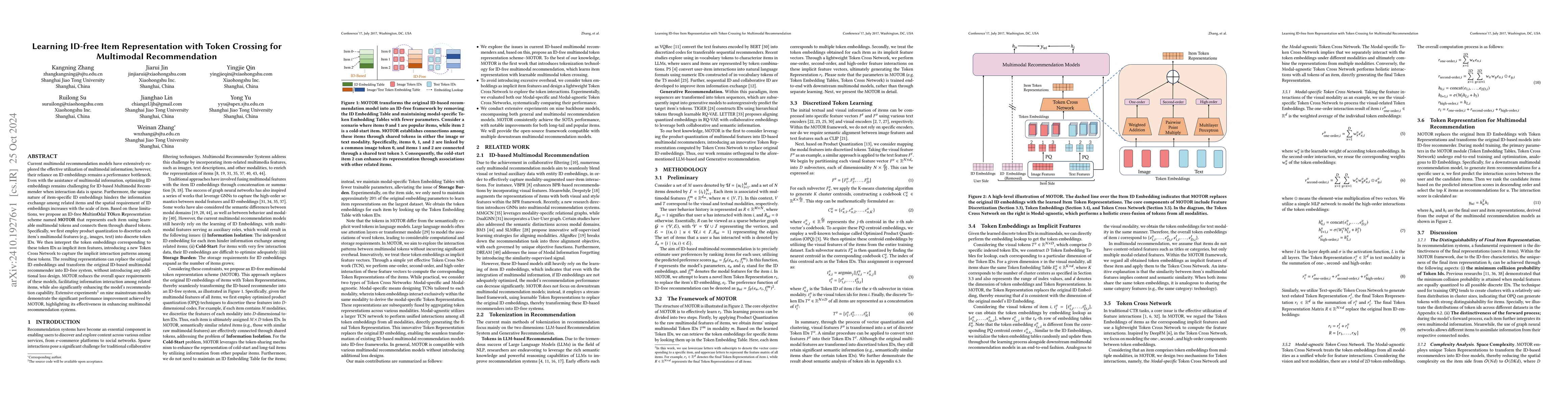 Thumbnail for Learning ID-free Item Representation with Token Crossing for Multimodal
  Recommendation