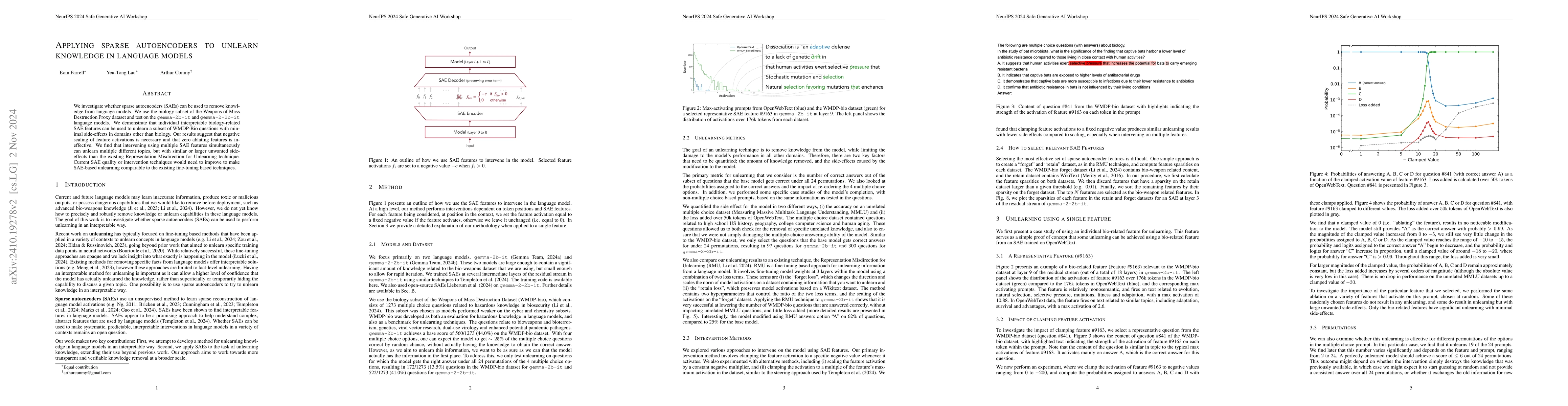 Thumbnail for Applying sparse autoencoders to unlearn knowledge in language models