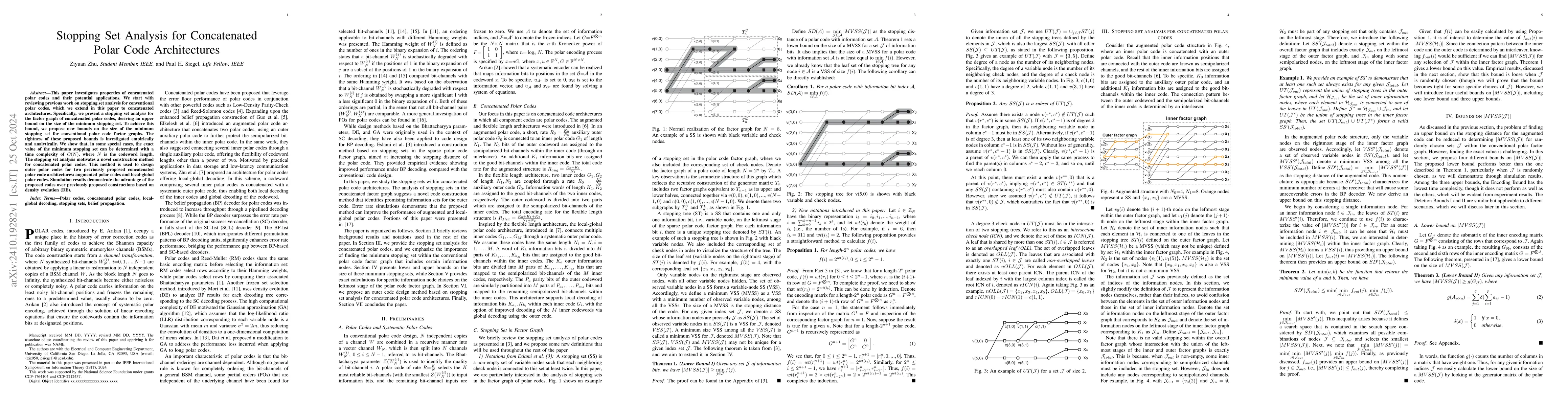 Thumbnail for Stopping Set Analysis for Concatenated Polar Code Architectures